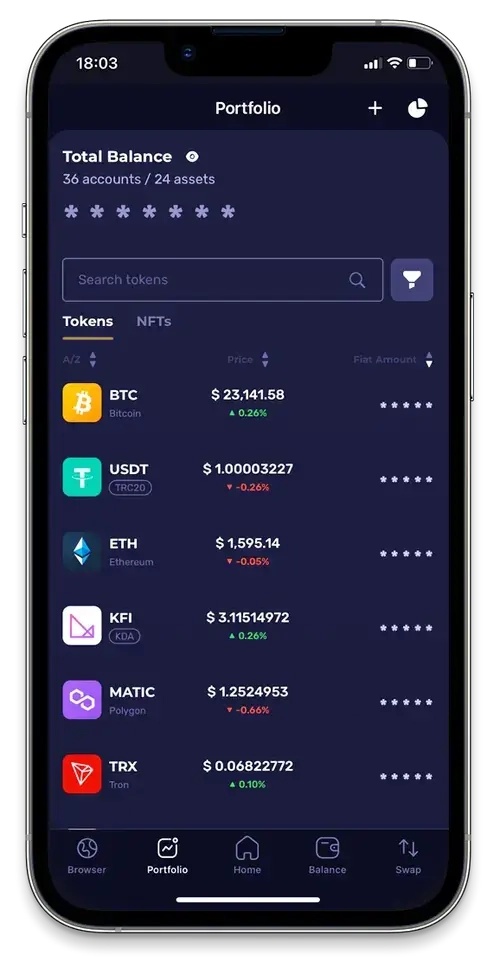 Concedus wallet portfolio tracking